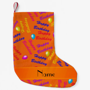 Name orange rainbow happy birthday balloons small christmas stocking