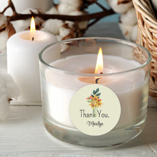 Name, Paper Quilled Flowers, Thank You 1.5-in Classic Round Sticker