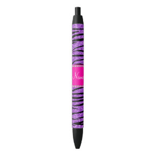 Name pastel purple glitter zebra pink stripe black ink pen