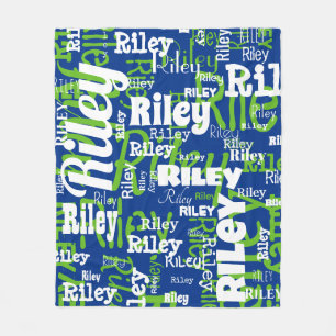 Name Pattern Blue Green Typography Sport Team Fleece Blanket