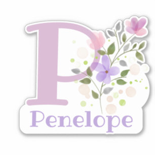 Name Penelope plus Initial with Floral Design