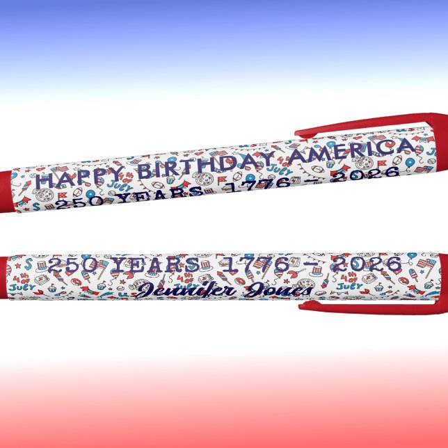 Name Personal Family Business Cute 4th of July Ink Black Ink Pen (Creator Uploaded)