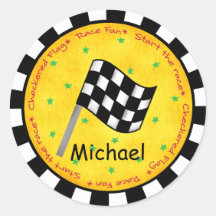 Name Personalised Black White Chequered Flag Wavin