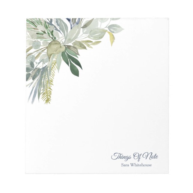Name Personalised Botanical Woodland Foliage  Notepad (Front)