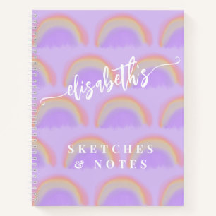 Name personalised colourful pattern sketchbook  notebook