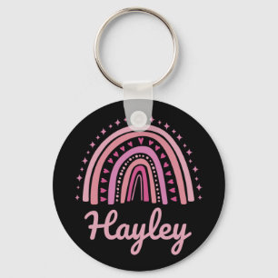 Name Personalised Funny Women Pink Rainbow Hayley  Key Ring