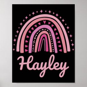 Name Personalised Funny Women Pink Rainbow Hayley Poster