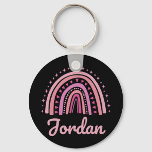 Name Personalised Funny Women Pink Rainbow Jordan  Key Ring