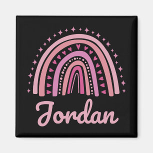 Name Personalised Funny Women Pink Rainbow Jordan Magnet