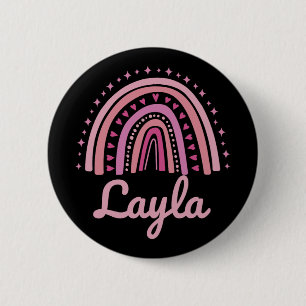 Name Personalised Funny Women Pink Rainbow Layla 6 Cm Round Badge