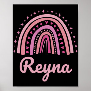 Name Personalised Funny Women Pink Rainbow Reyna Poster