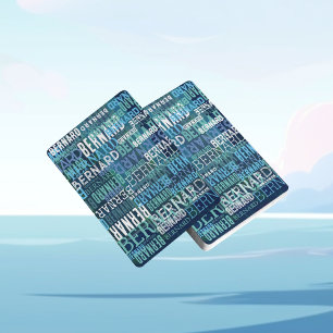 Name Personalised in Shades of Coastal Blue Playing Cards