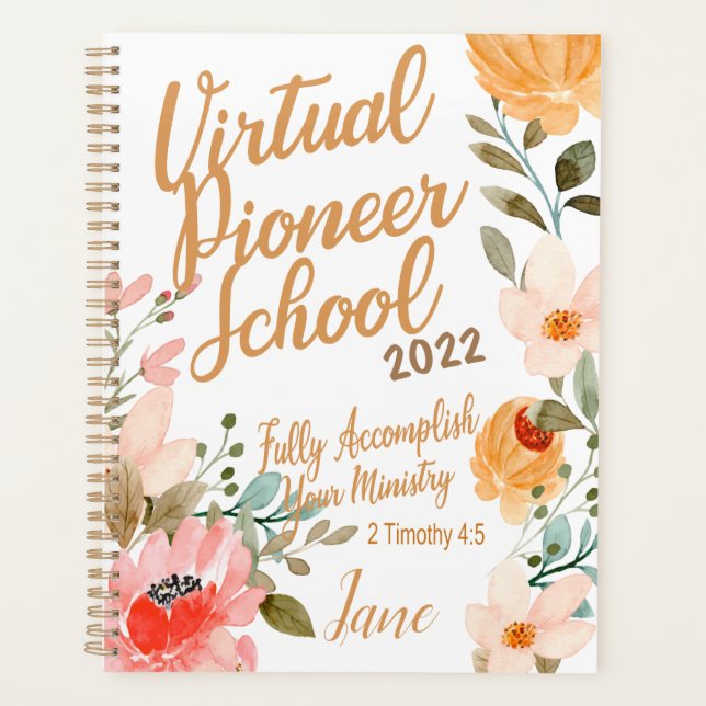 Name Personalised JW Pioneer Service School 2022  Planner (Front)