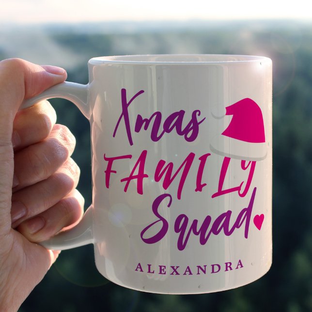 Name personalised pink Christmas family script  Coffee Mug (Creator Uploaded)