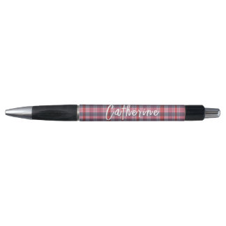 Name Personalised Pink Plaid Pen | One Owl Artist