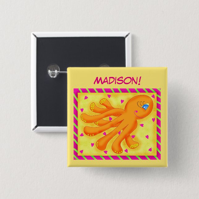 Name Personalised Whimsy Octopus Name Badge (Front & Back)