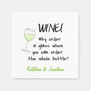 Name Personalised White Wine Funny Word Design Art Napkin