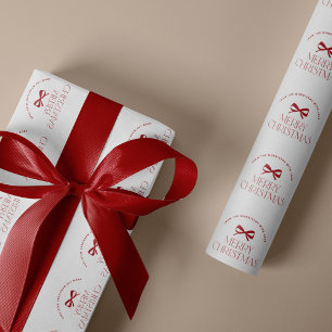Name personalized red white Merry Christmas  Wrapping Paper