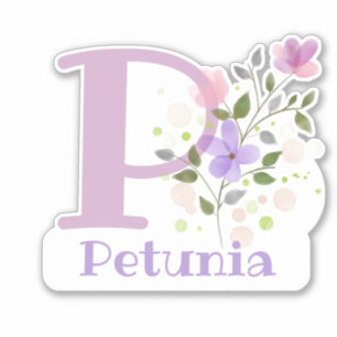 Name Petunia & Initial with Floral Design