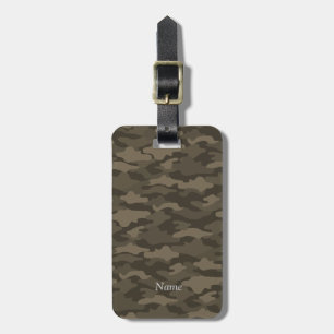 Name Phone Number Custom Camouflage (Sepia) Luggage Tag