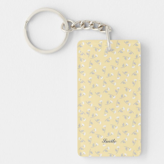 Name Phone Number Custom Rose Yellow Key Holder Ring (Front)