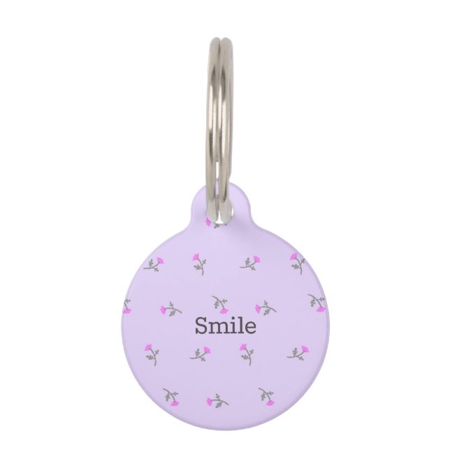 Name Phone Number Custom Wild Rose (Lavender) Pet  Tag (Front)