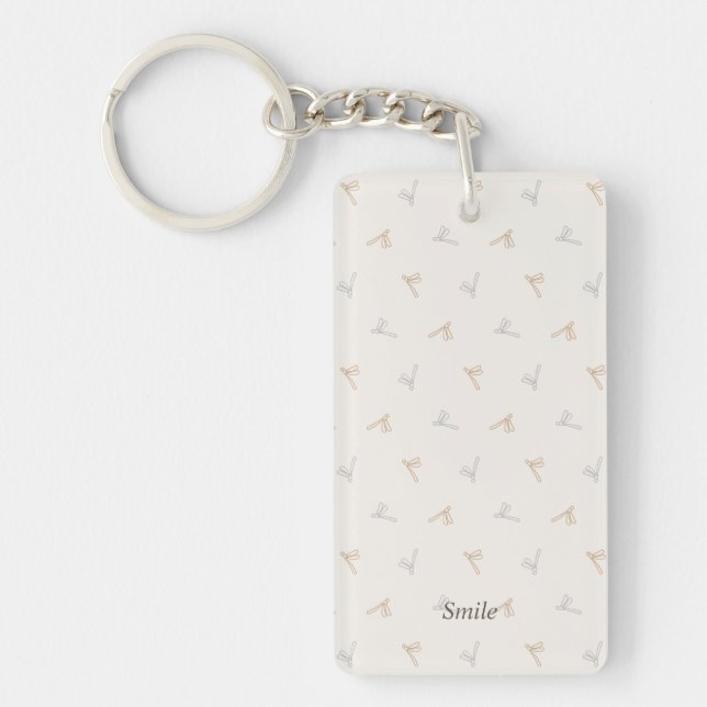 Name Phone Number Customization Dragonfly Ivory Ke Key Ring (Front)