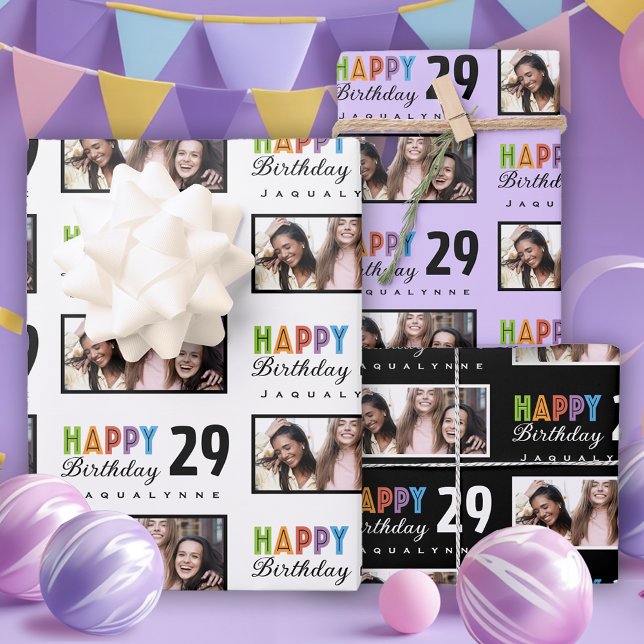 Name Photo 29th Birthday Wrapping Paper (Creator Uploaded)