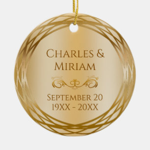 Name & Photo Golden 50th Wedding Anniversary Gift Ceramic Ornament