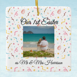 Name Photo Newlyweds Keepsake Our 1st Easter Ceramic Ornament