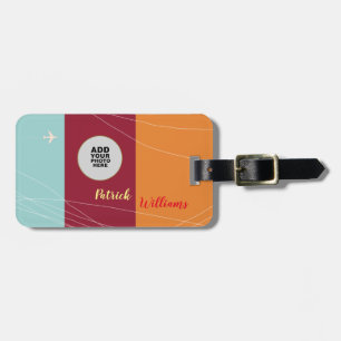 name & photo on color stripes cool luggage tag