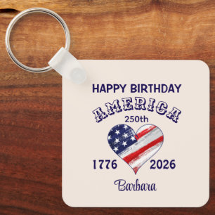 Name, Photo or Logo    Happy Birthday America Key Ring