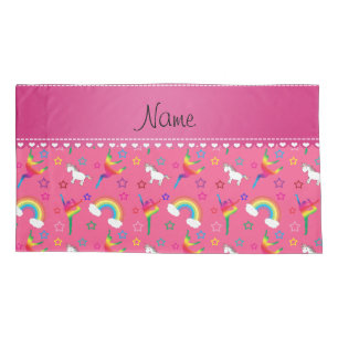 Name pink gymnastics rainbows unicorns pillowcase