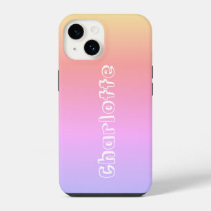 Name Pink Lilac Yellow Sunset Colours Typography iPhone 14 Case