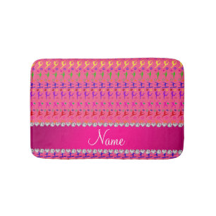 Name pink rainbow gymnastics hearts stars bath mat