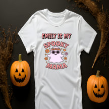 Name Pink Retro Ghost Spooky Mama Halloween