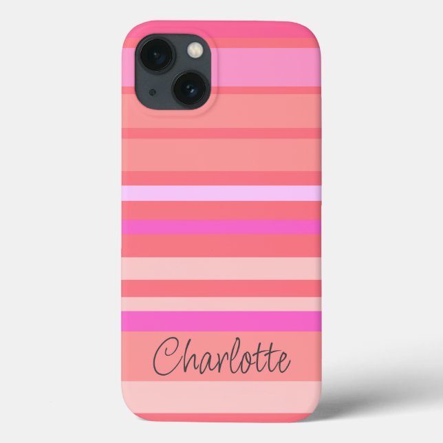 Name | Pink Striped Script Case-Mate iPhone Case (Back)