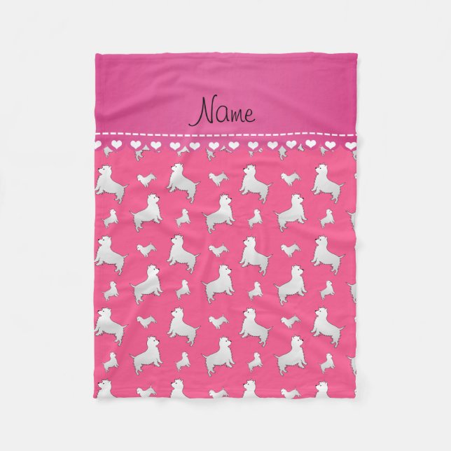 Name pink West Highland White Terrier dogs Fleece Blanket (Front)