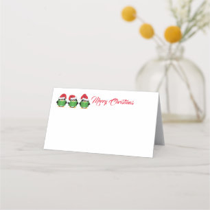 Name Place Card-Christmas Penguins Card