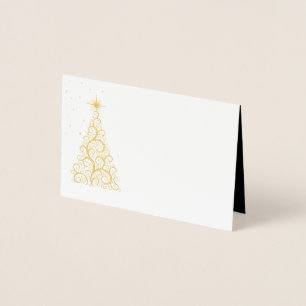 Name Place Card Gold Foiled ChristmasTree & Stars