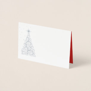 Name Place Card SLVR Foiled ChristmasTree & Stars