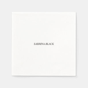 Name Plain Modern Minimalist Simple White Napkin