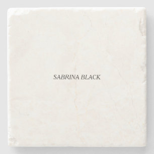 Name Plain Modern Minimalist Simple White Stone Coaster