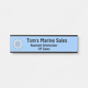 Name Plate - White Helm on Blue Background