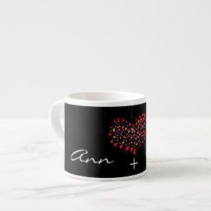 Name Plus Red Heart Date Espresso Coffee Mug Cup