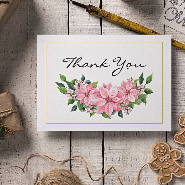 Name || Poinsettia Christmas Party Thank You Card (Creator Uploaded)