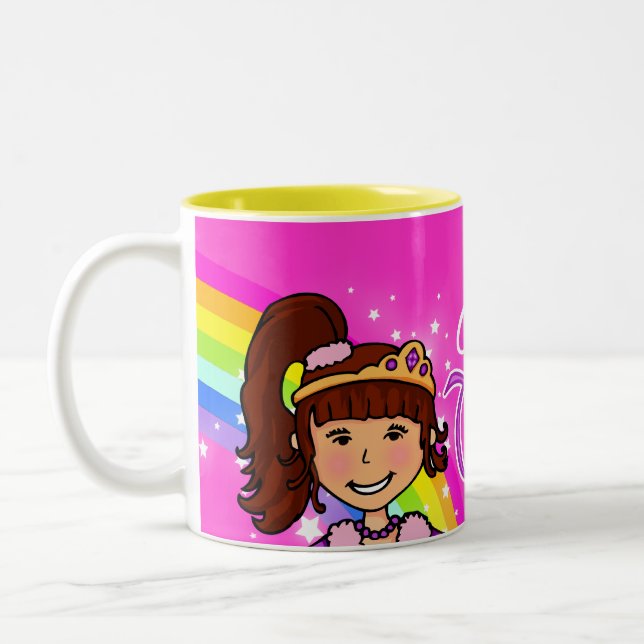 Name princess girls rainbow pink mug (Left)