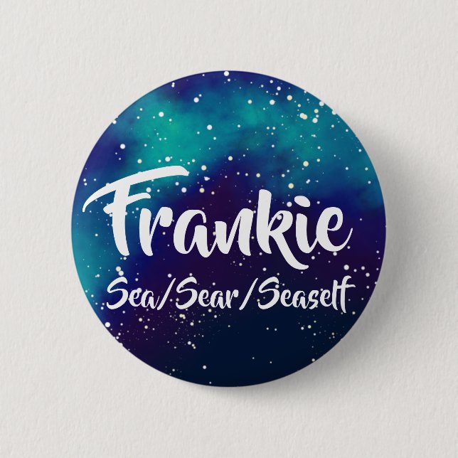 Name ___ + Pronouns Customisable Galaxy 6 Cm Round Badge (Front)