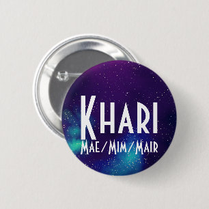 Name ___ + Pronouns Customisable Galaxy 6 Cm Round Badge