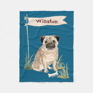 Name Pug Pet Dog Fleece Blanket